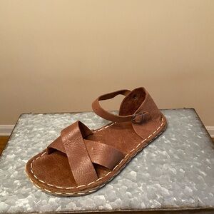 Atlantis Handmade Barefoot Leather Criss Cross Sandals- Cognac